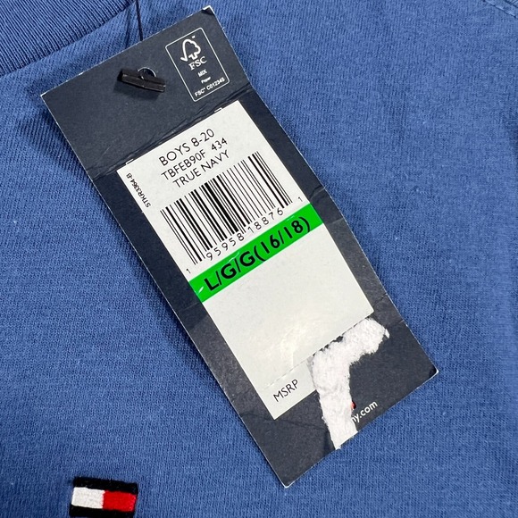 Tommy Hilfiger Shirt Youth Large Blue Long Sleeve Crew Casual School New - Picture 9 of 13